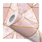 Papel de Parede Vinílico Geométrico Mármore Rose Gold Sala Quarto 5m Papel de Parede Vinílico Geométrico Mármore Rose Gold Sala Quarto 5m