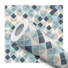 Papel De Parede Vinílico Pastilha Azul e Cinza Cozinha 2.5m