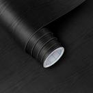 Papel de parede Vinjiasin preto com textura de madeira à prova d'água 40x300 cm Papel de parede Vinjiasin preto com textura de madeira à prova d'água 40x300 cm