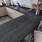 Papel de parede WESTICK Large Wood Grain Peel and Stick preto