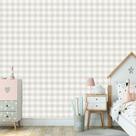 Papel De Parede Xadrez Vichy Autocolante Quarto Infantil BEGE CLARO 3MX58CM