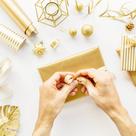 Papel De Presente Bobina Couche Ouro 40cmx100m - Cor Lisa