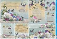 Papel Decoupage PD-926 Gaiola Branca C/ Flores 34,3x49 - Litoarte