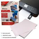 Papel Fotográfico A4 Glossy 180g 50 Folhas Secagem Rápida Impressão Brilhante Resistente a Água
