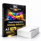Papel Fotográfico Adesivo 115g A3 Glossy Prova Dágua 100 Folhas