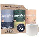 Papel higiênico Betterway Bamboo 3 camadas 12 rolos duplos 360 folhas Papel higiênico Betterway Bamboo 3 camadas 12 rolos duplos 360 folhas