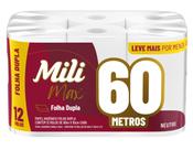 Papel Higiênico Folha Dupla Mili 12 Rolos com 60 Metros Max Neutro / Super Macio - Pacote com 720 Metros