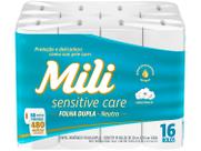 Papel Higiênico Folha Dupla Mili Sensitive Care 16 rolos 30m