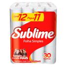 Papel Higiênico Sublime Folha Simples 30m 12 Unidades Papel Higiênico Sublime Folha Simples 30m 12 Unidades