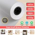 Papel Kraft Branco 50g Com 110cm De Largura x 50 Metros Molde De Roupas Embalagem