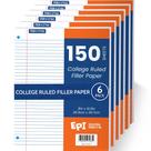 Papel para fichário EPI pautado universitário 20 x 27 cm 150 folhas pacote com 6