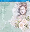 Papel para Scrapbook Dupla Face SD-871 - Dama e Rosas com Fundo Verde 30,5 x 30,5cm 180g/m²