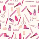 Papel Parede Autocolante Casual Manicure Esmalte Alicate Pink Fundo Bege Vinil - DPCA243