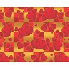 Papel Presente Bobina Couchê 40CM - Corações VERMELHO/OURO - 100 Metros