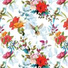 Papel Presente Bobina Couchê 60CM Flores e Pássaro 100M