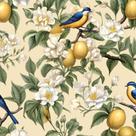 Papel Tapiz Fvlow Árbol de Limón Pájaros Flores 44x300 cm Autoadhesivo
