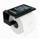 Papeleira Porta Papel Higiênico Inox com Suporte para Celular Preto