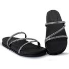 Papete Feminina Com Glitter Tiras Brilhantes Slide Conforto Papete Feminina Com Glitter Tiras Brilhantes Slide Conforto