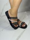 Papete Feminina Tiras Cravejadas Spikes e Strass Tendência