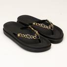 Papete Flat de Dedo com Detalhe de Corrente e Pedraria - Rafitthy - Preto e Dourado Papete Flat de Dedo com Detalhe de Corrente e Pedraria - Rafitthy - Preto e Dourado