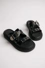Papete Moleca Com Tachas E Fivela Metálica Confortável E Estilosa Preto/Preto
