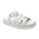 Papete Rasteira Moleca Moderna Strass Fivela Feminina Branca