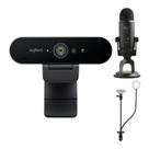 Paquete Knox Gear Logitech Webcam 4K Pro con Micrófono Blue Yeti