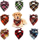 Paquetes de 8 Bandanas Triangulares Reversibles de Algodón a Cuadros VIPITH para Perros
