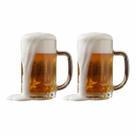 Par 2 Caneca Chopp Chops Chope Cerveja Vidro Forte Grosso Resistente Bar Restaurante Buteco 430ml