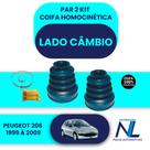 Par 2 kit coifa homocinética lado câmbio Peugeot 206 307 motor 1.6v