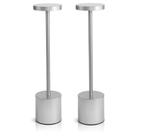 Par 2x Luminária de Mesa Candeeiro Led Prata Sem Fio Tutto Home Recarregável