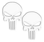 Par Adesivos Resinados Caveira Punisher Branco 7cm Par Adesivos Resinados Caveira Punisher Branco 7cm