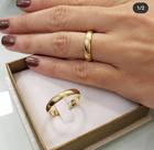 Par Aliança Casamento Abaulada 4MM banhada a ouro