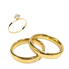 Par Aliança Casamento Boleada 4mm Tungstênio ouro 18k