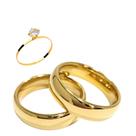 Par Aliança Casamento Boleada 6mm Tungstênio ouro 18k