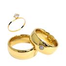 Par Aliança Casamento Boleada 8mm Tungstênio ouro 18k