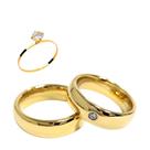Par Aliança Casamento Boleada com zircônia 6mm Tungstênio ouro 18k
