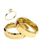 Par Aliança Casamento Chanfrada 6mm Tungstênio ouro 18k