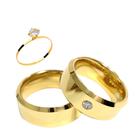 Par Aliança Casamento Chanfrada com zircônia 8mm Tungstênio ouro 18k