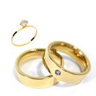 Par Aliança Casamento Reta com zircônia 6mm Tungstênio ouro 18k