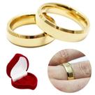Par Aliança Ouro 18k Banhada Chanfrada 6mm Aço Inoxidável