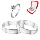 Par Alianças 8mm Prata Namoro + Anel Solitário Prata 2mm Com Pedra Branca Zirconia Luxo Par Alianças 8mm Prata Namoro + Anel Solitário Prata 2mm Com Pedra Branca Zirconia Luxo