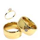 Par Alianças Boleadas com Zircônia 10mm Tungstênio Ouro 18k