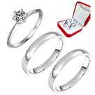 Par Alianças Namoro 4mm Prata + Anel Solitário 2mm Prata Zirconia Branca + Porta Joias Luxo Par Alianças Namoro 4mm Prata + Anel Solitário 2mm Prata Zirconia Branca + Porta Joias Luxo