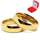 Par Alianças Ouro 18k Banhada Tradicional Tungstênio 6mm Resistente Abauladas Anatômicas Bodas Casamento Noivado