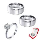 Par Alianças Prata Namorados 8mm Reta + Anel Solitário 2mm Zircônia Branca Namoro Casal Luxo Par Alianças Prata Namorados 8mm Reta + Anel Solitário 2mm Zircônia Branca Namoro Casal Luxo