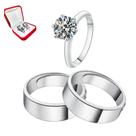 Par Alianças Prata Namoro 6mm Reta + Anel Solitário 2mm Prata Pedra Branca Namorados Compromisso Casal Par Alianças Prata Namoro 6mm Reta + Anel Solitário 2mm Prata Pedra Branca Namorados Compromisso Casal