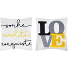 Par Almofadas Sarja Love Decorativa 45x45 Sofá Sala Cama