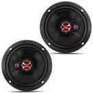 Par Alto Falante 6" 120W RMS 4 Ohms Triaxial Bobina Simples Foxer FZ.60P Preto Vermelho
