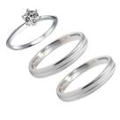 Par Anel De Namorados Prata 4mm + Anel Solitário Prata 2mm Pedra Branca Namoro Presente Tradicional Par Anel De Namorados Prata 4mm + Anel Solitário Prata 2mm Pedra Branca Namoro Presente Tradicional